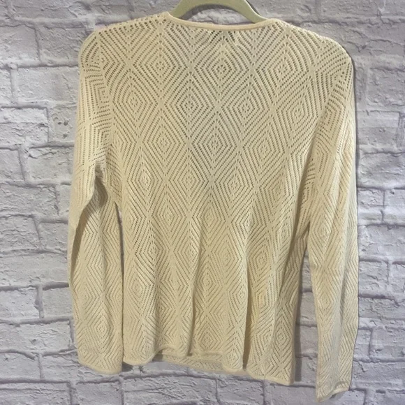 Neiman Marcus 100% Cashmere Lace Faux Wrap Beige Women’s Sweater Size XL - Picture 7 of 10
